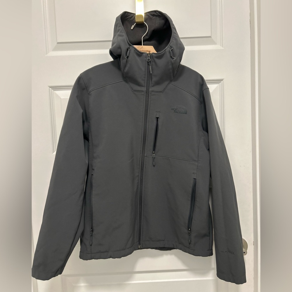 North Face Men Apex Bionic 2 Windwall Hoodie Jacket Full Zip Grey Med Hooded